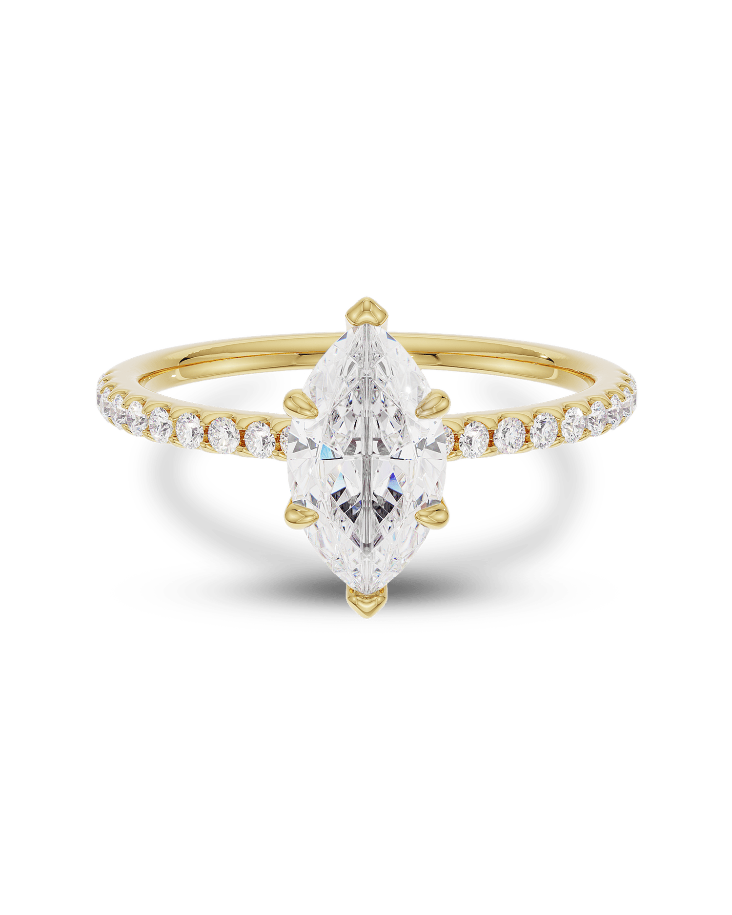 1.0 - 3.50 CT Marquise Lab Grown Diamond Pavé Setting Engagement Ring
