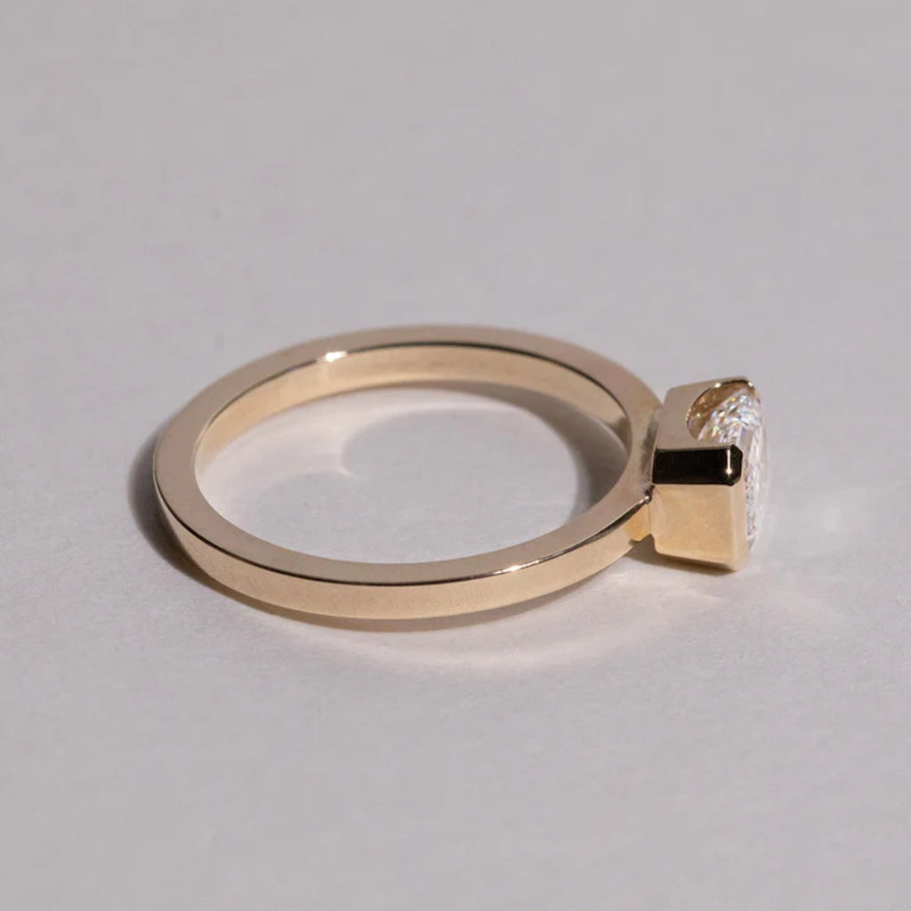 1.0 - 3.50 CT Emerald Cut Lab Grown Diamond Bezel Engagement Ring