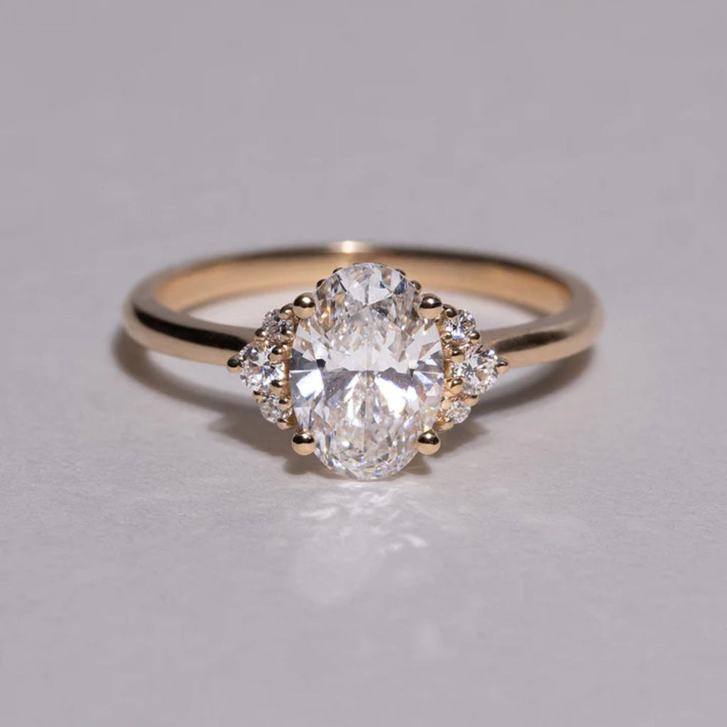 Oval Cut Lab Grown Diamond Cluster Engagement Ring