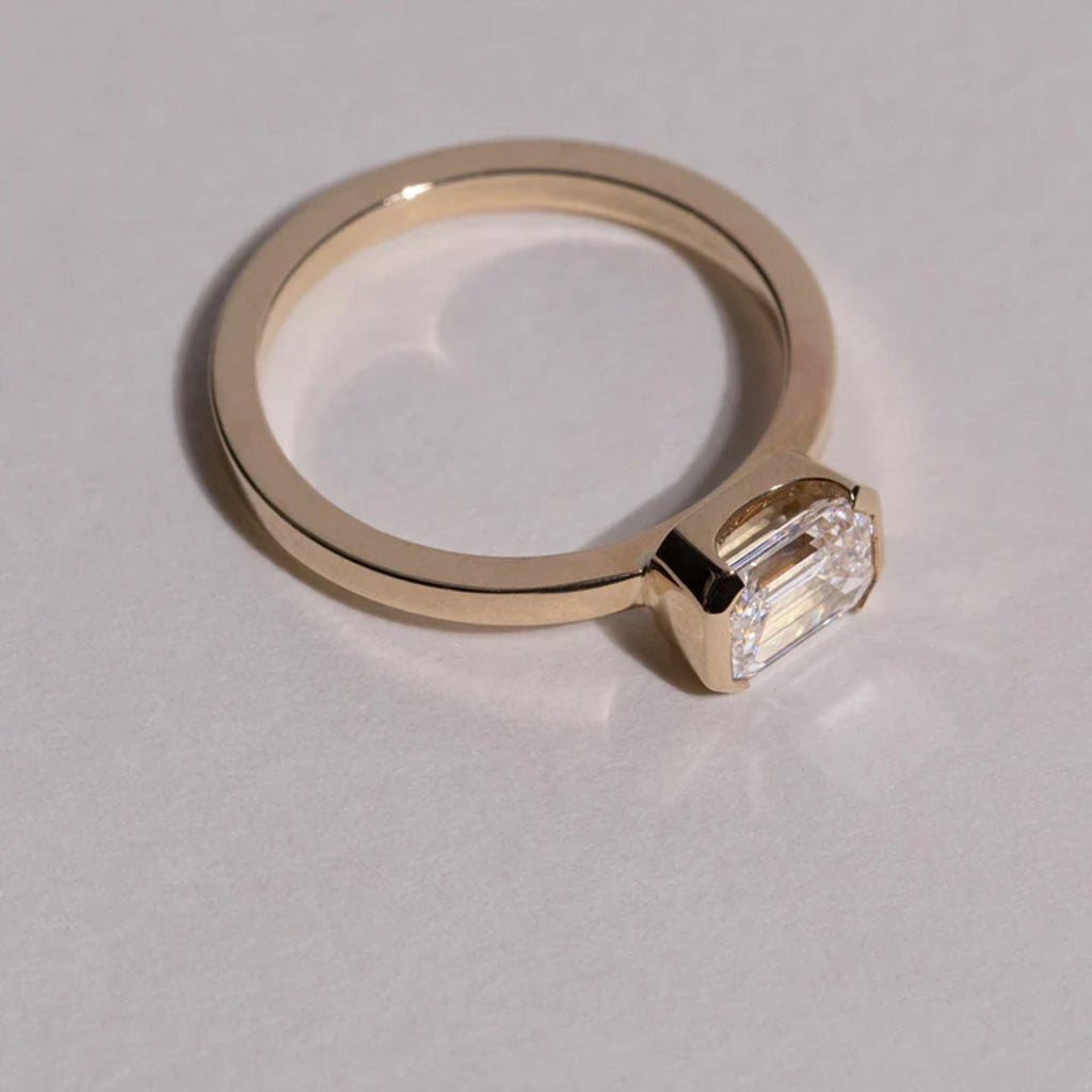 1.0 - 3.50 CT Emerald Cut Lab Grown Diamond Bezel Engagement Ring