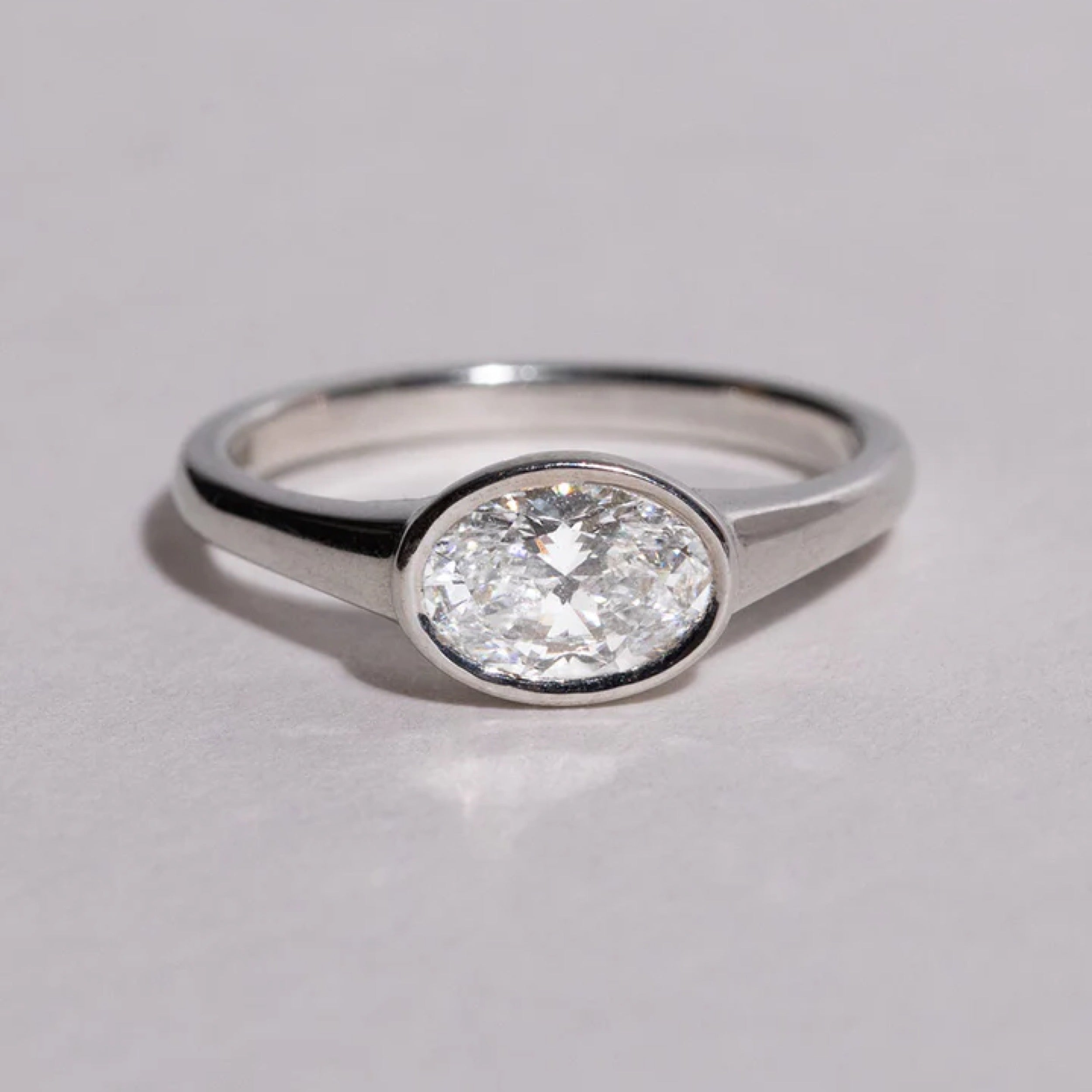 1.0 - 3.50 CT Oval Cut Lab Grown Diamond Bezel Engagement Ring