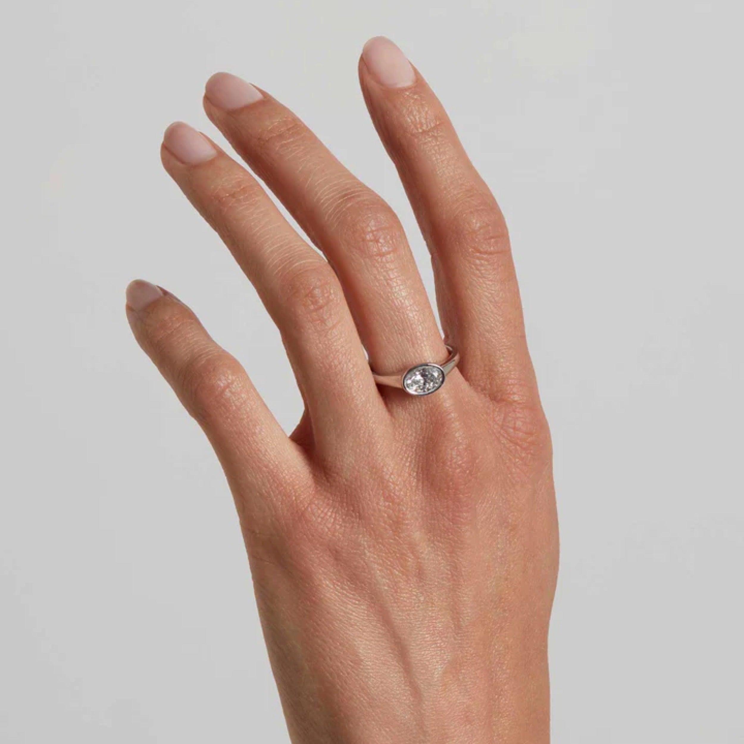1.0 - 3.50 CT Oval Cut Lab Grown Diamond Bezel Engagement Ring