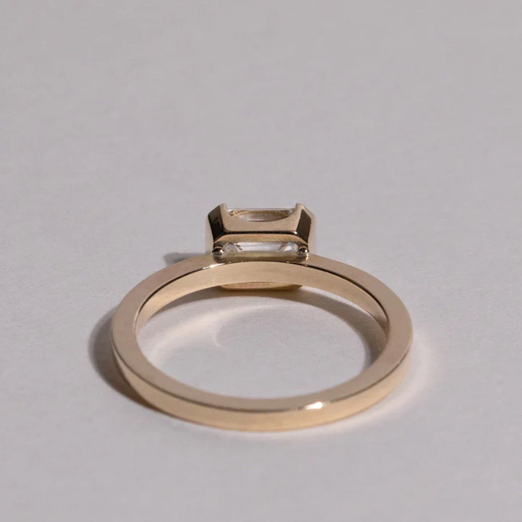 1.0 - 3.50 CT Emerald Cut Lab Grown Diamond Bezel Engagement Ring