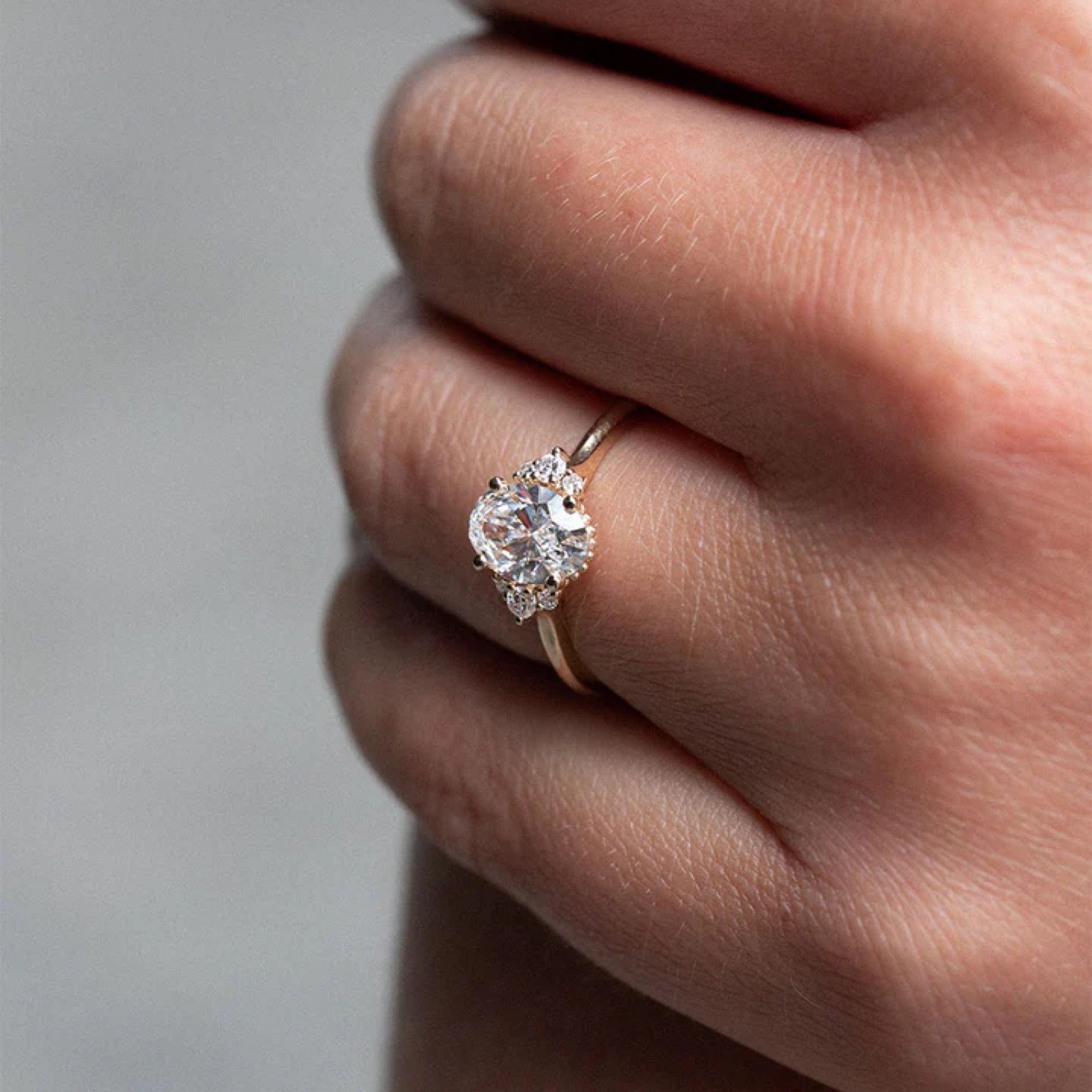 Oval Cut Lab Grown Diamond Cluster Engagement Ring – 1.0 - 3.50 CT