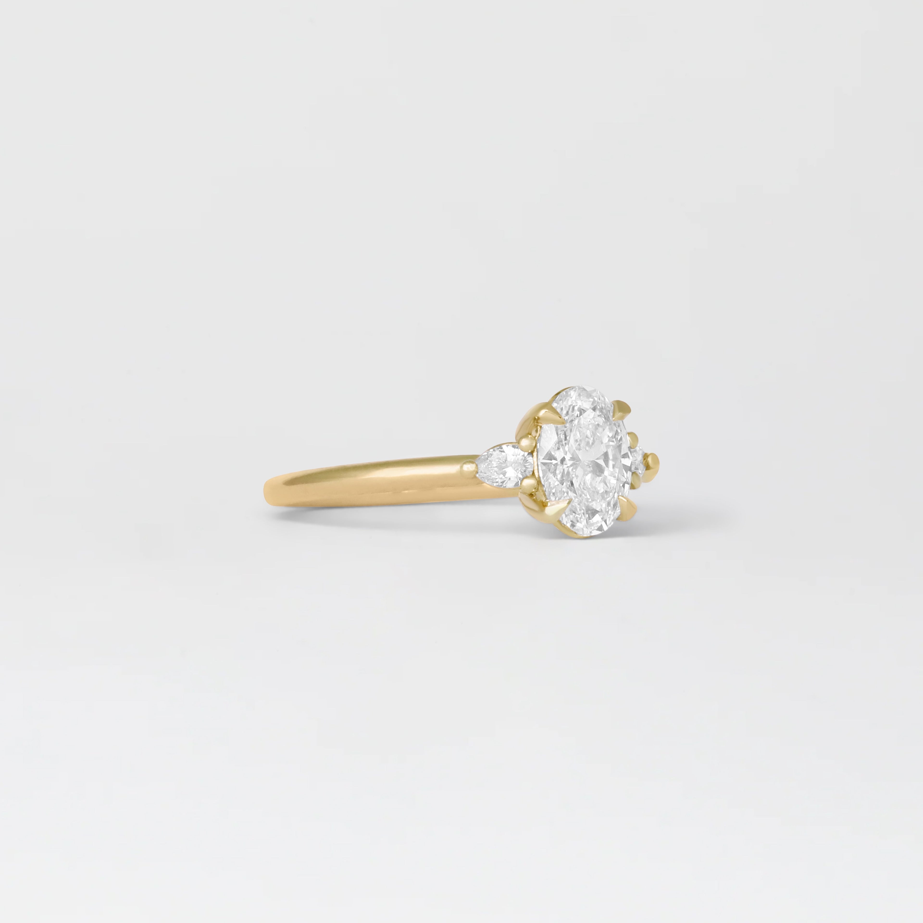 1.0 - 3.50 CT Oval Lab Grown Diamond Three Stone Setting Engagement Ring