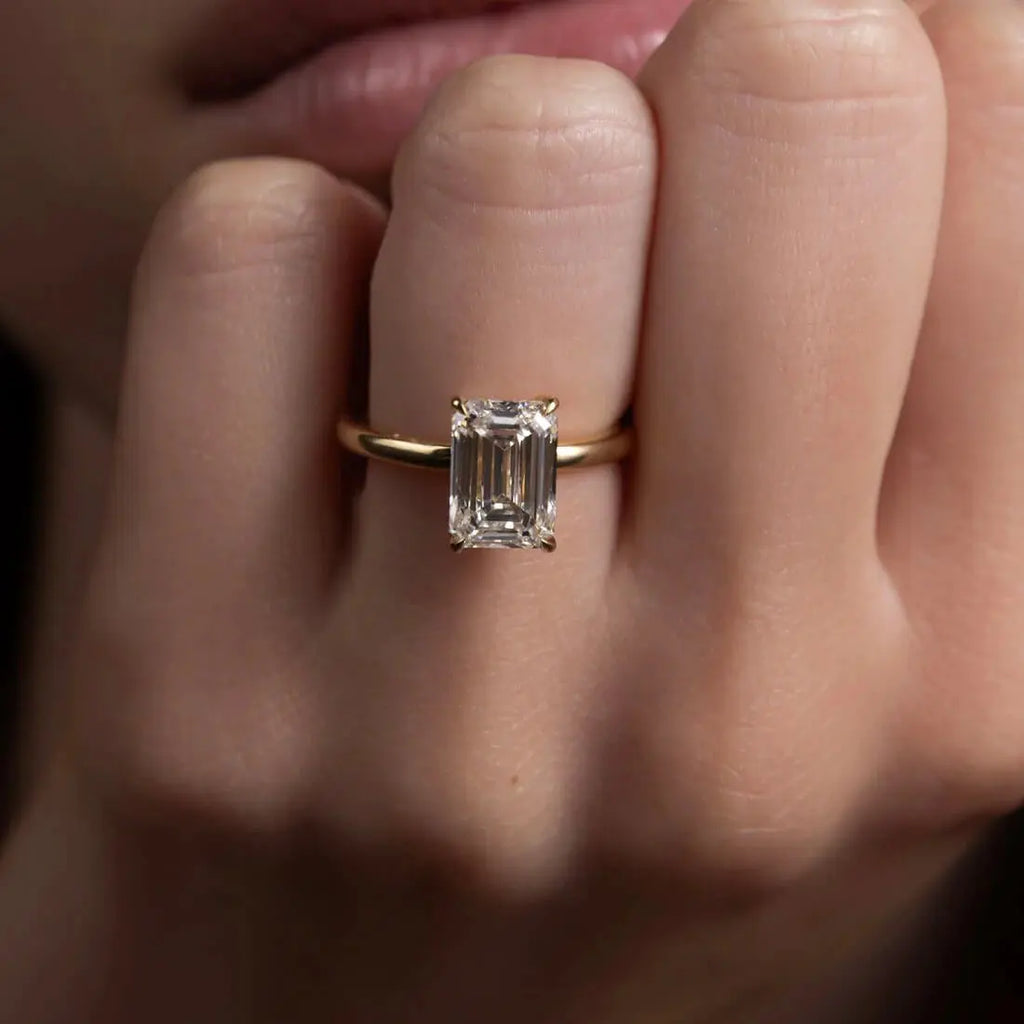 Emerald Cut Solitaire Engagement Ring with Prong Setting