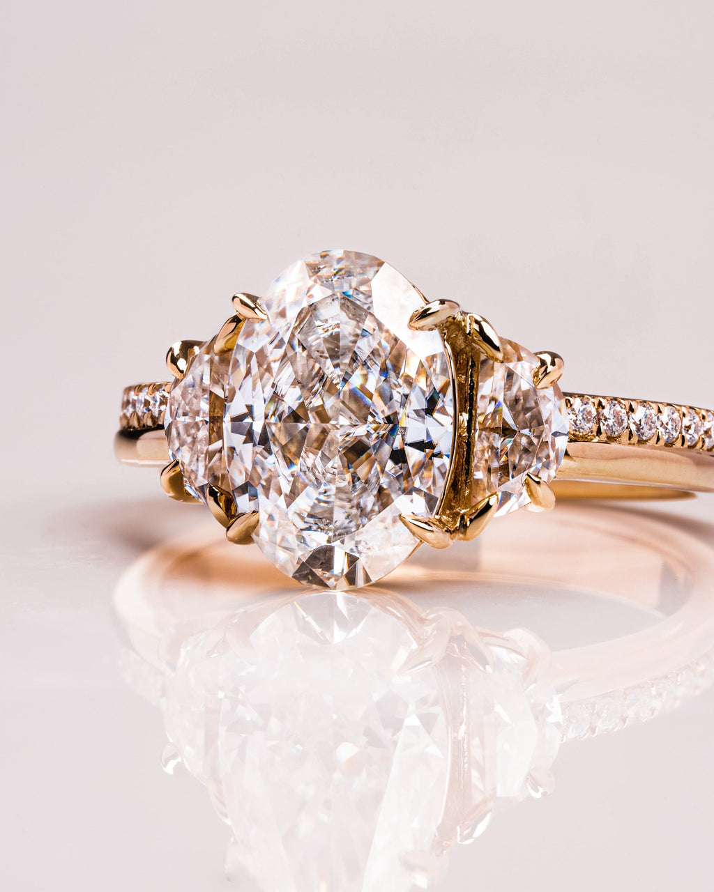 Oval Cut Lab Grown Diamond Three Stone Engagement Ring – 1.0 - 3.50 CT