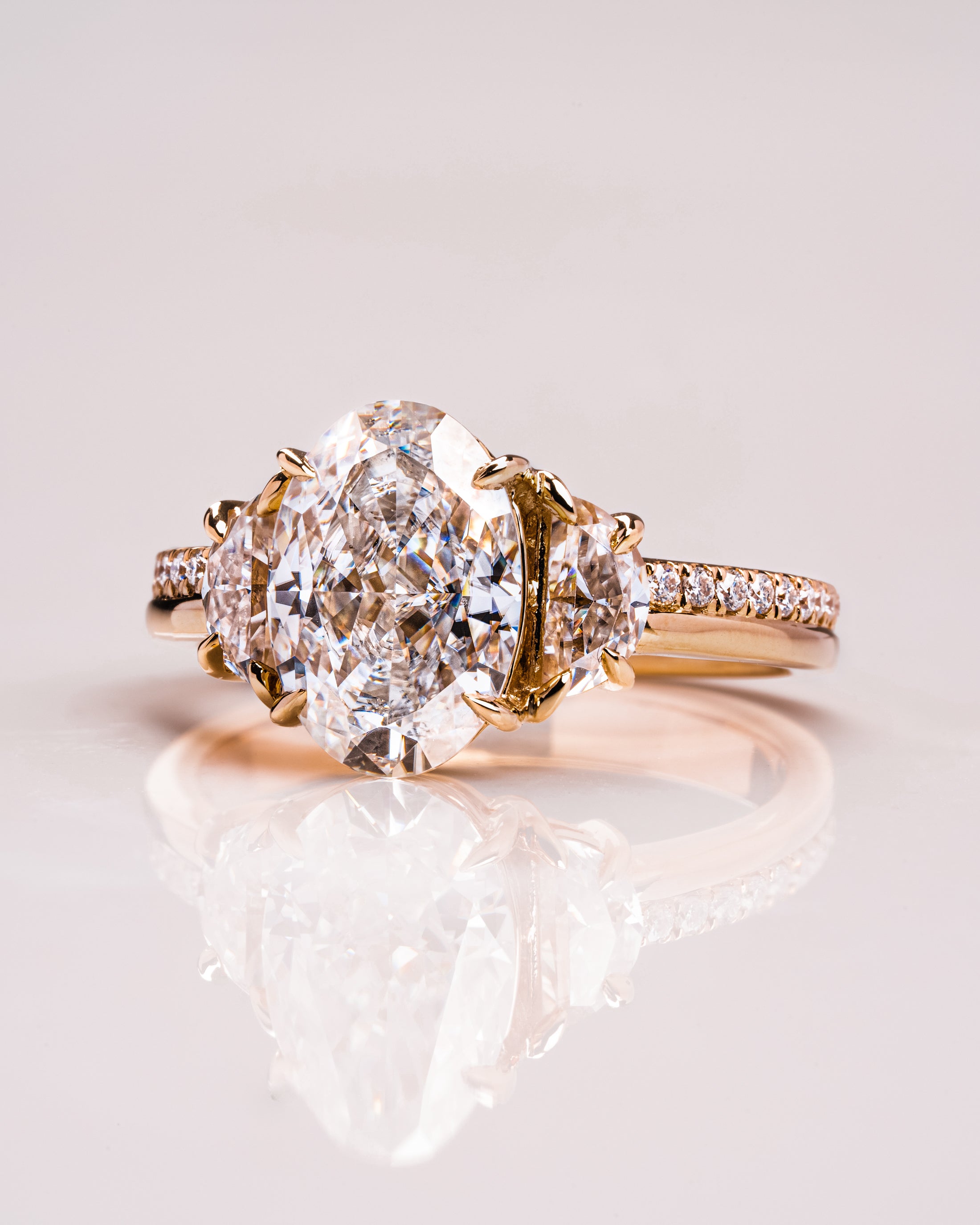 Oval Cut Lab Grown Diamond Three Stone Engagement Ring – 1.0 - 3.50 CT