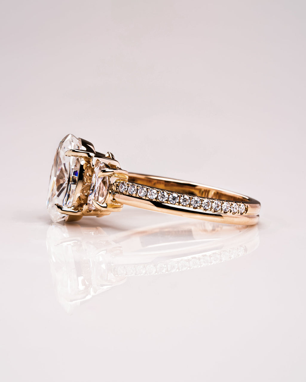 Oval Cut Lab Grown Diamond Three Stone Engagement Ring – 1.0 - 3.50 CT