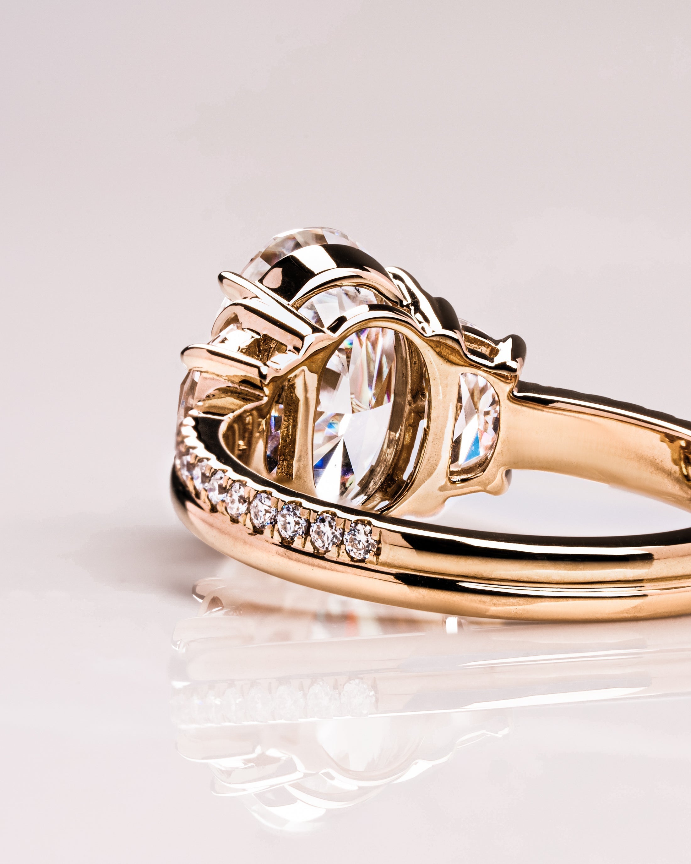 Oval Cut Lab Grown Diamond Three Stone Engagement Ring – 1.0 - 3.50 CT