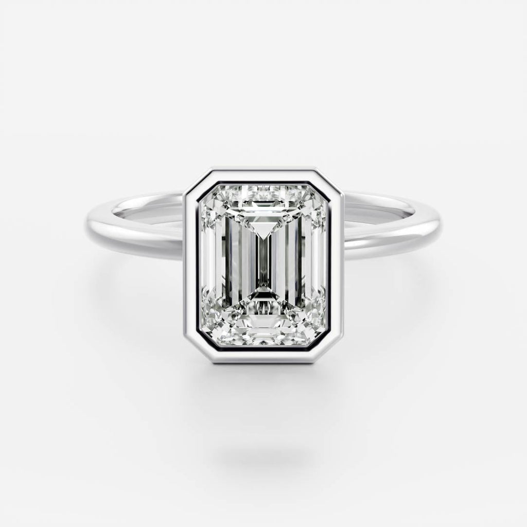 1.0 - 3.50 CT Emerald Cut Lab Grown Diamond Solitaire Engagement Ring