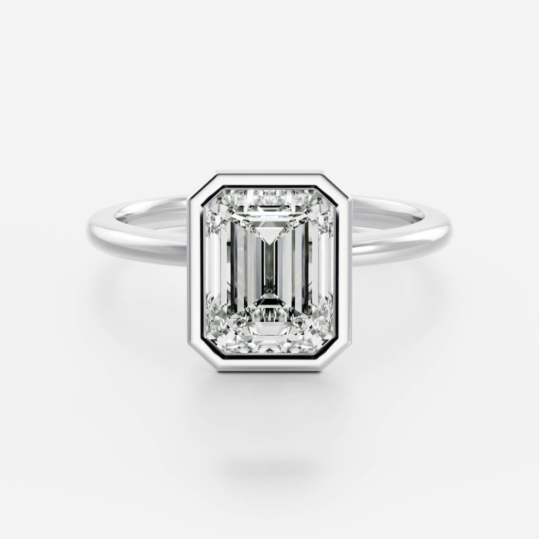 1.0 - 3.50 CT Emerald Cut Lab Grown Diamond Solitaire Engagement Ring