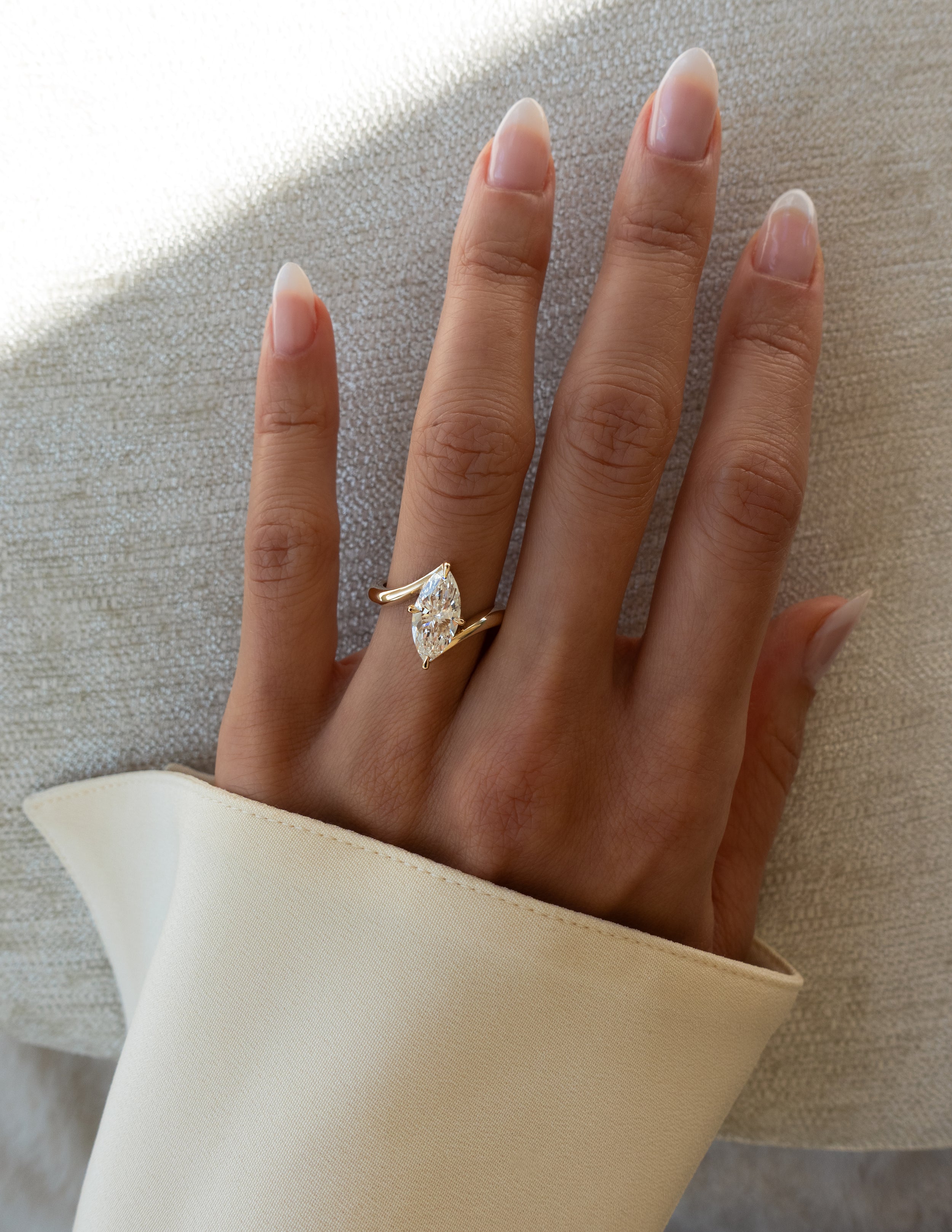Marquise Lab Grown Diamond Solitaire Engagement Ring – 10K/14K/18K Gold – 1.0–3.5 CT