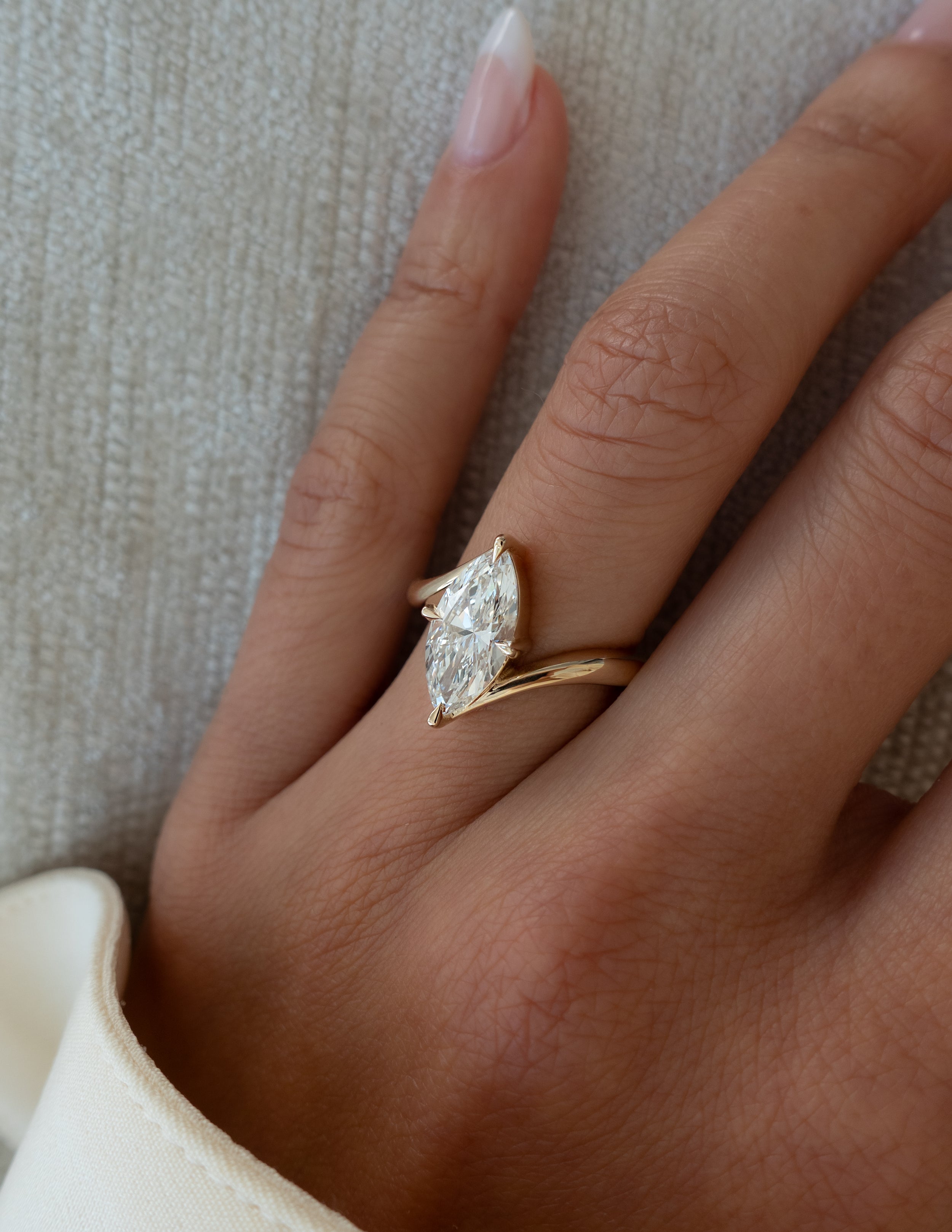 Marquise Lab Grown Diamond Solitaire Engagement Ring – 10K/14K/18K Gold – 1.0–3.5 CT
