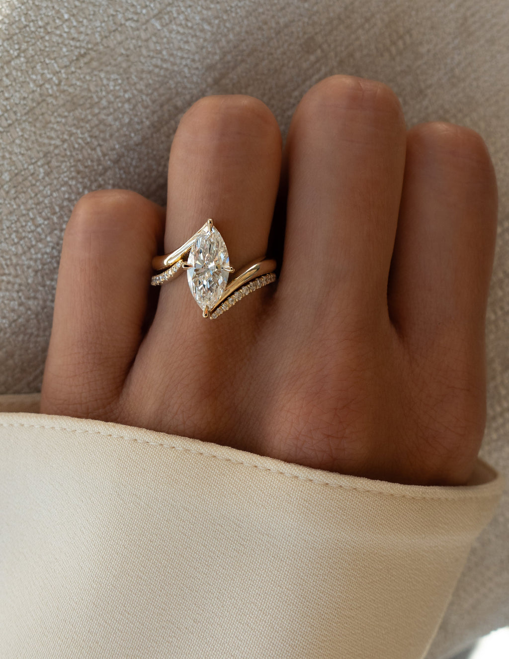 Marquise Lab Grown Diamond Solitaire Engagement Ring – 10K/14K/18K Gold – 1.0–3.5 CT