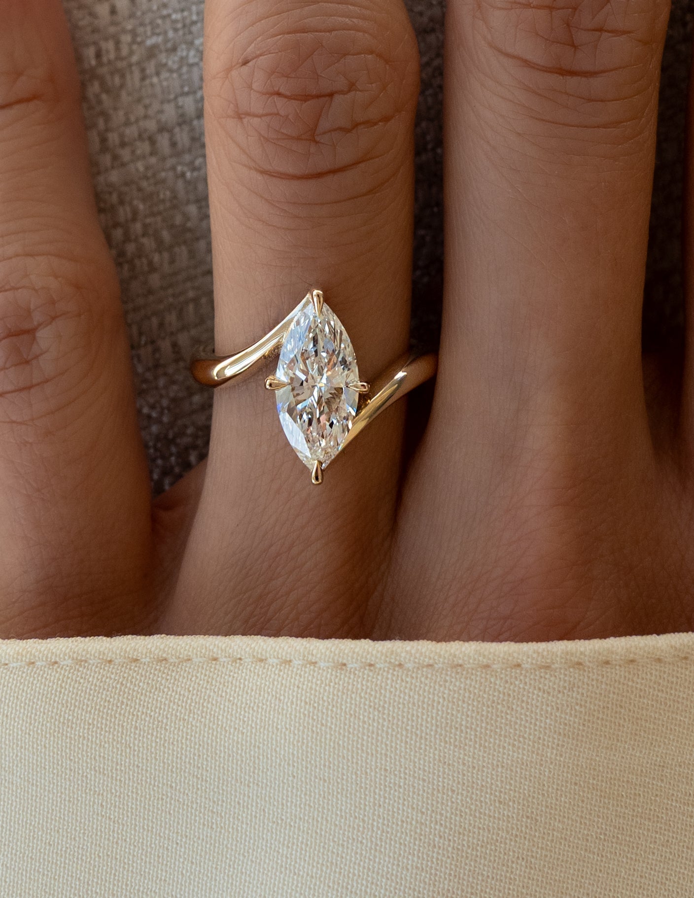 Marquise Lab Grown Diamond Solitaire Engagement Ring – 10K/14K/18K Gold – 1.0–3.5 CT