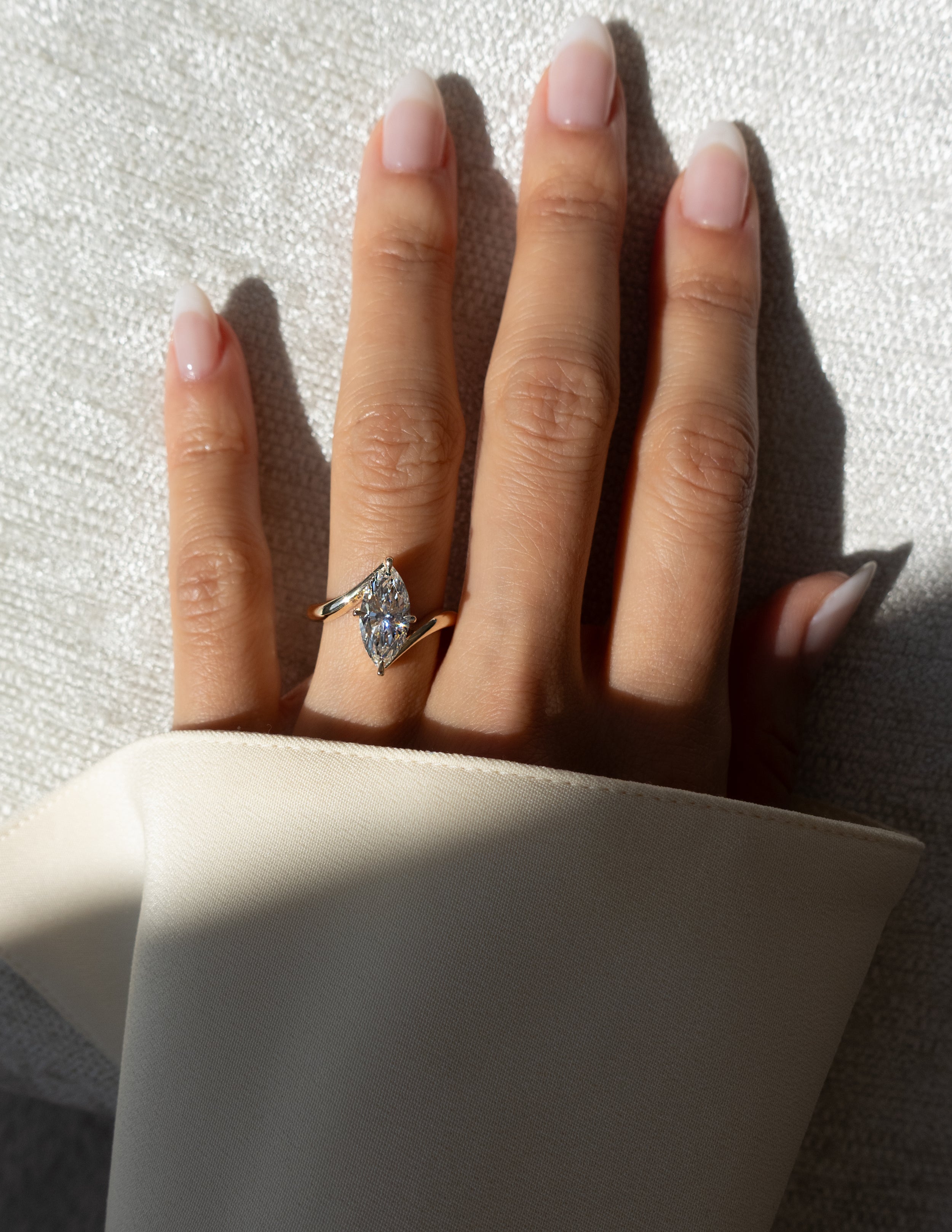 Marquise Lab Grown Diamond Solitaire Engagement Ring – 10K/14K/18K Gold – 1.0–3.5 CT