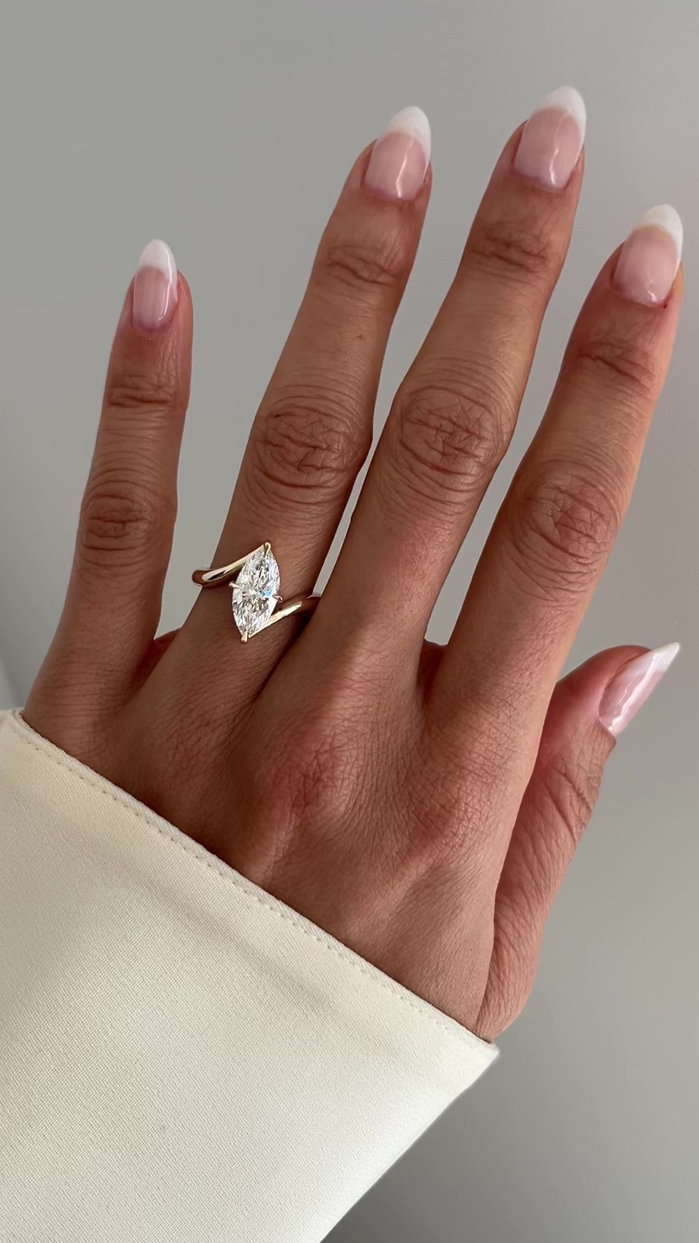 Marquise Lab Grown Diamond Solitaire Engagement Ring – 10K/14K/18K Gold – 1.0–3.5 CT
