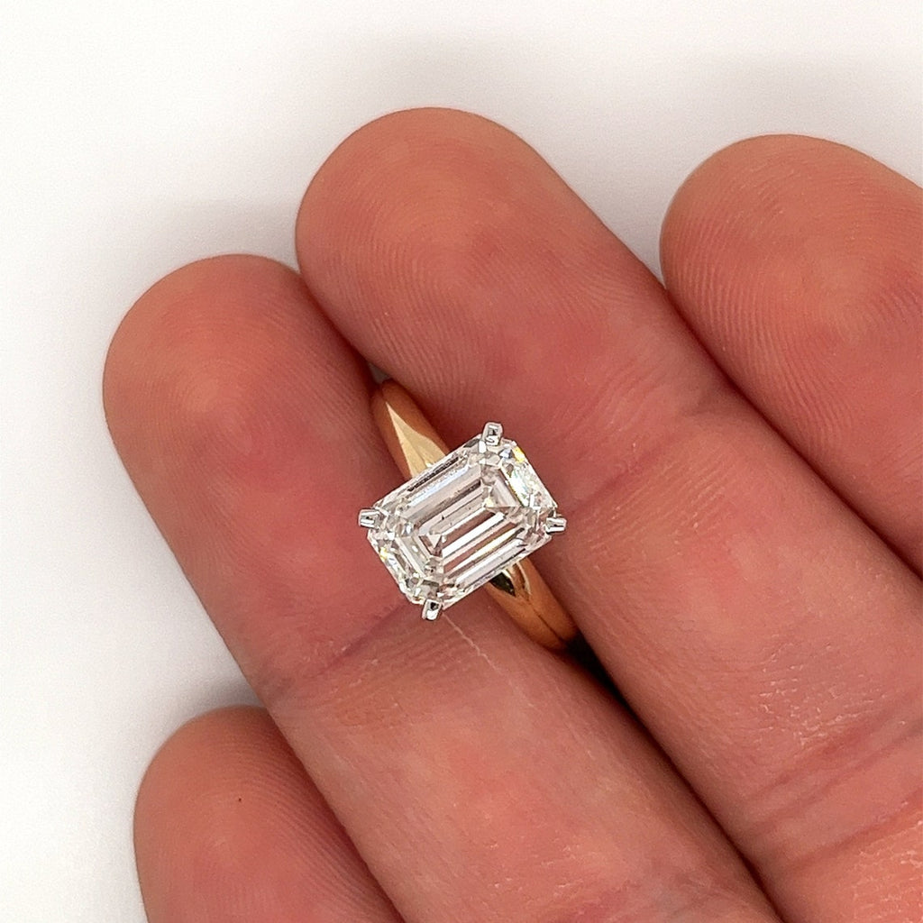 1.0 - 3.50 CT Solitaire Emerald Lab Grown Diamond Engagement Ring