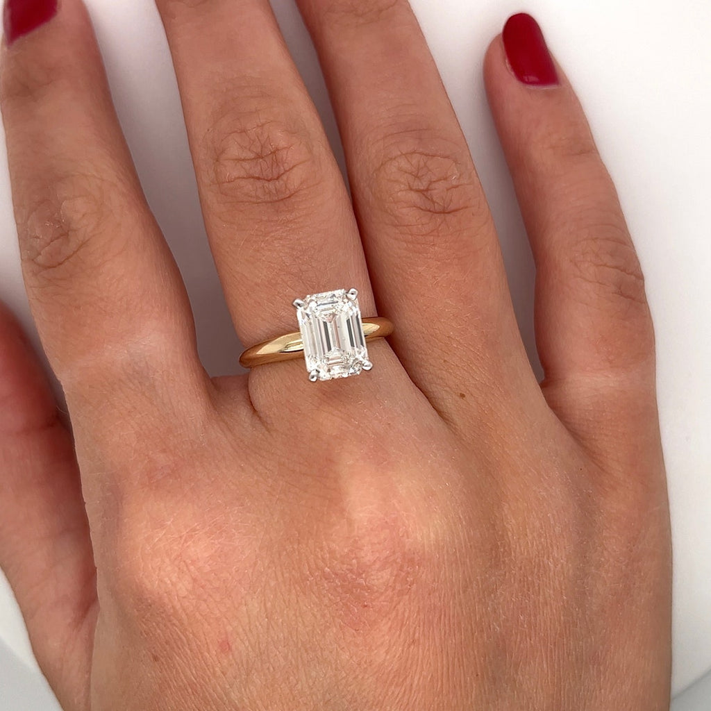1.0 - 3.50 CT Solitaire Emerald Lab Grown Diamond Engagement Ring