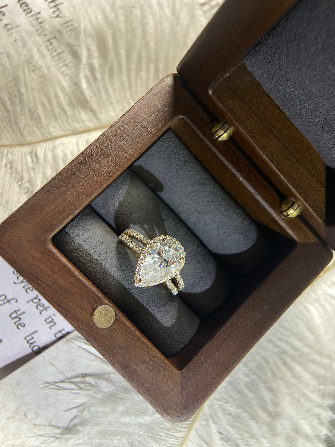 1.0 - 3.50 CT Pear Lab Grown Diamond Halo Setting Engagement Ring