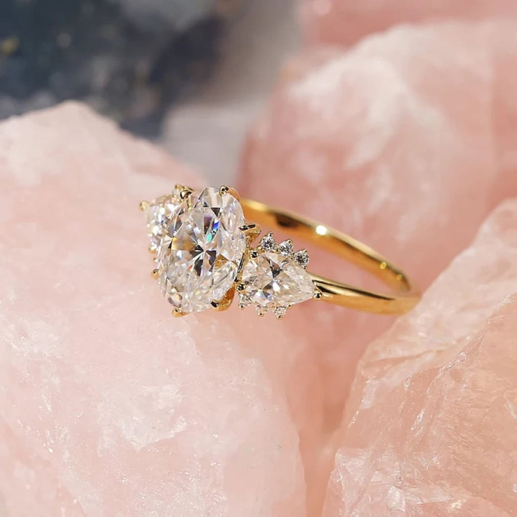 Elegant Oval Lab Grown Diamond Cluster Engagement Ring – 1.0 - 3.50 CT