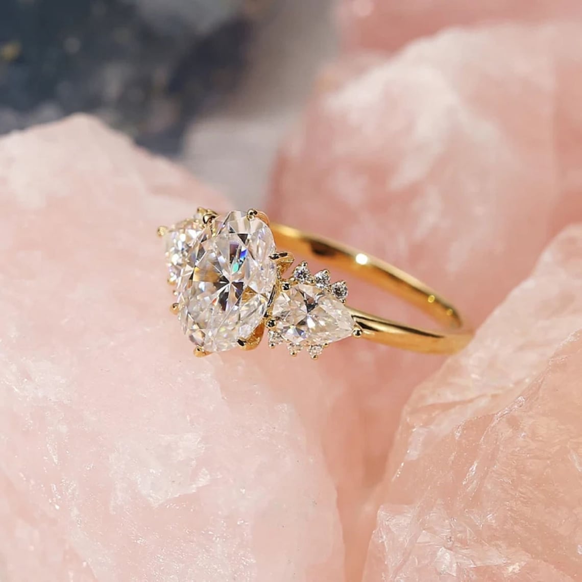 Elegant Oval Lab Grown Diamond Cluster Engagement Ring – 1.0 - 3.50 CT