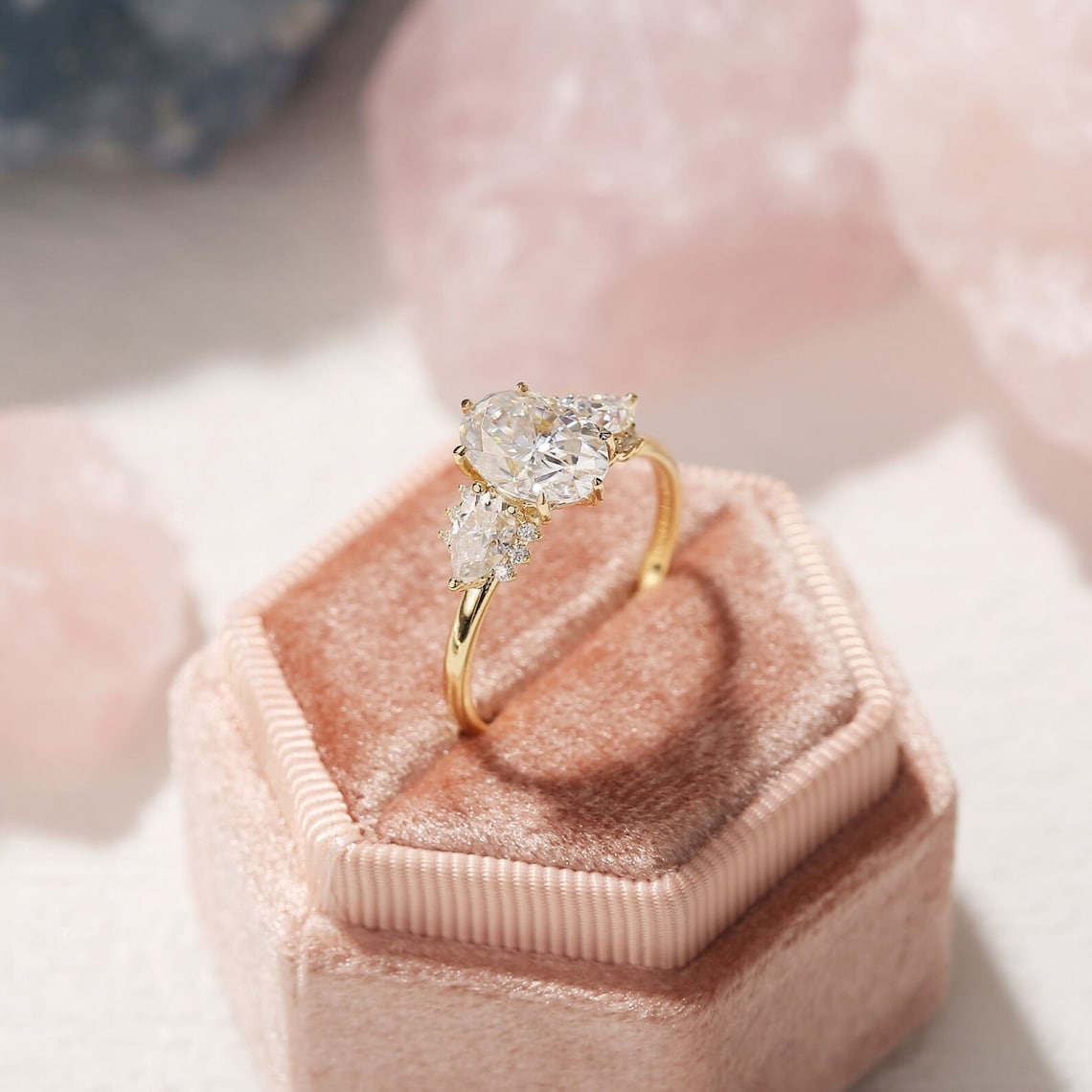 Elegant Oval Lab Grown Diamond Cluster Engagement Ring – 1.0 - 3.50 CT