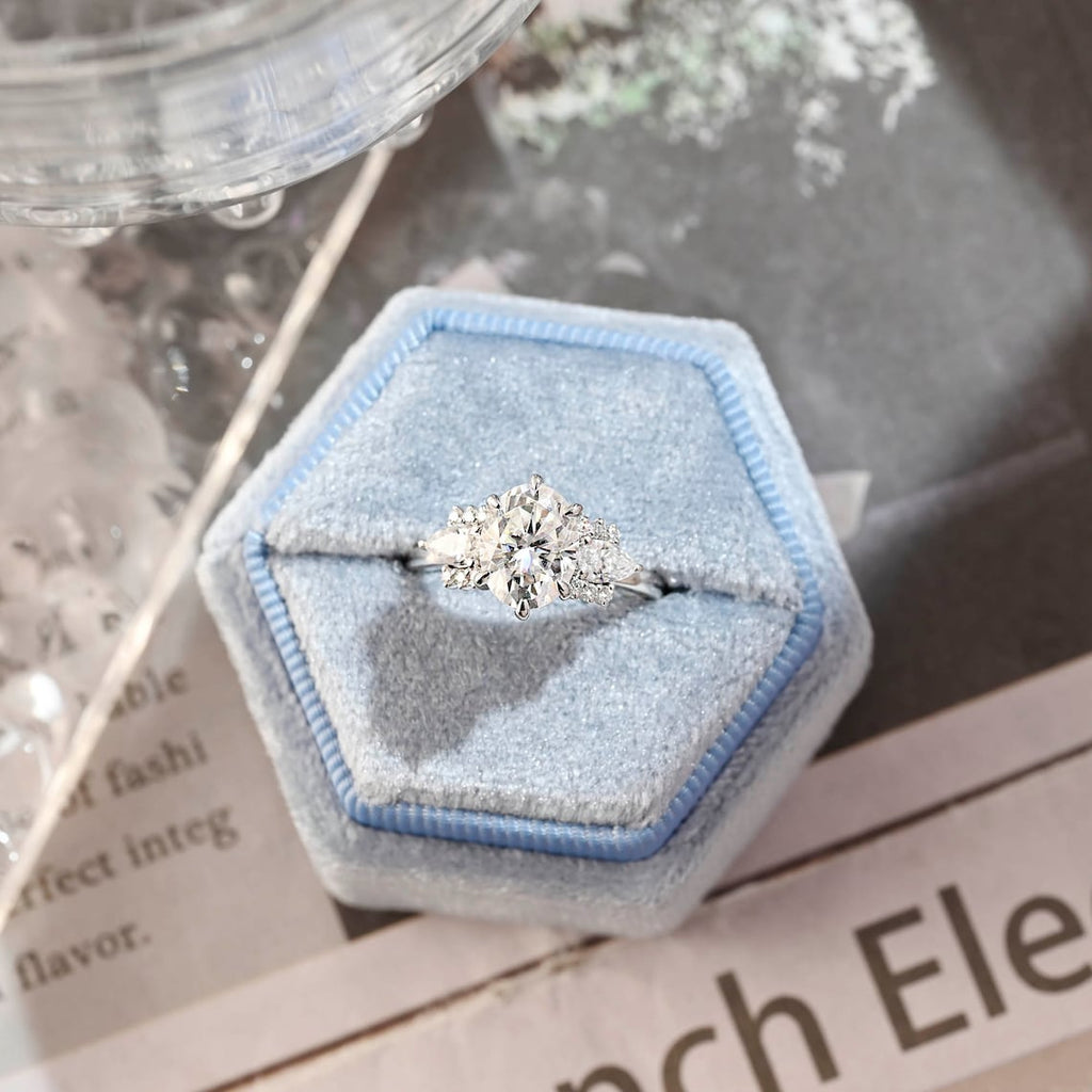 Elegant Oval Lab Grown Diamond Cluster Engagement Ring – 1.0 - 3.50 CT