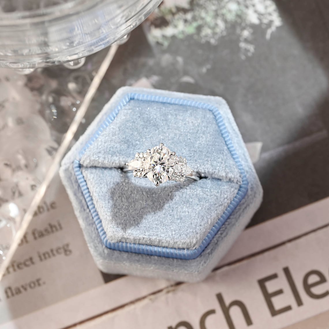 Elegant Oval Lab Grown Diamond Cluster Engagement Ring – 1.0 - 3.50 CT