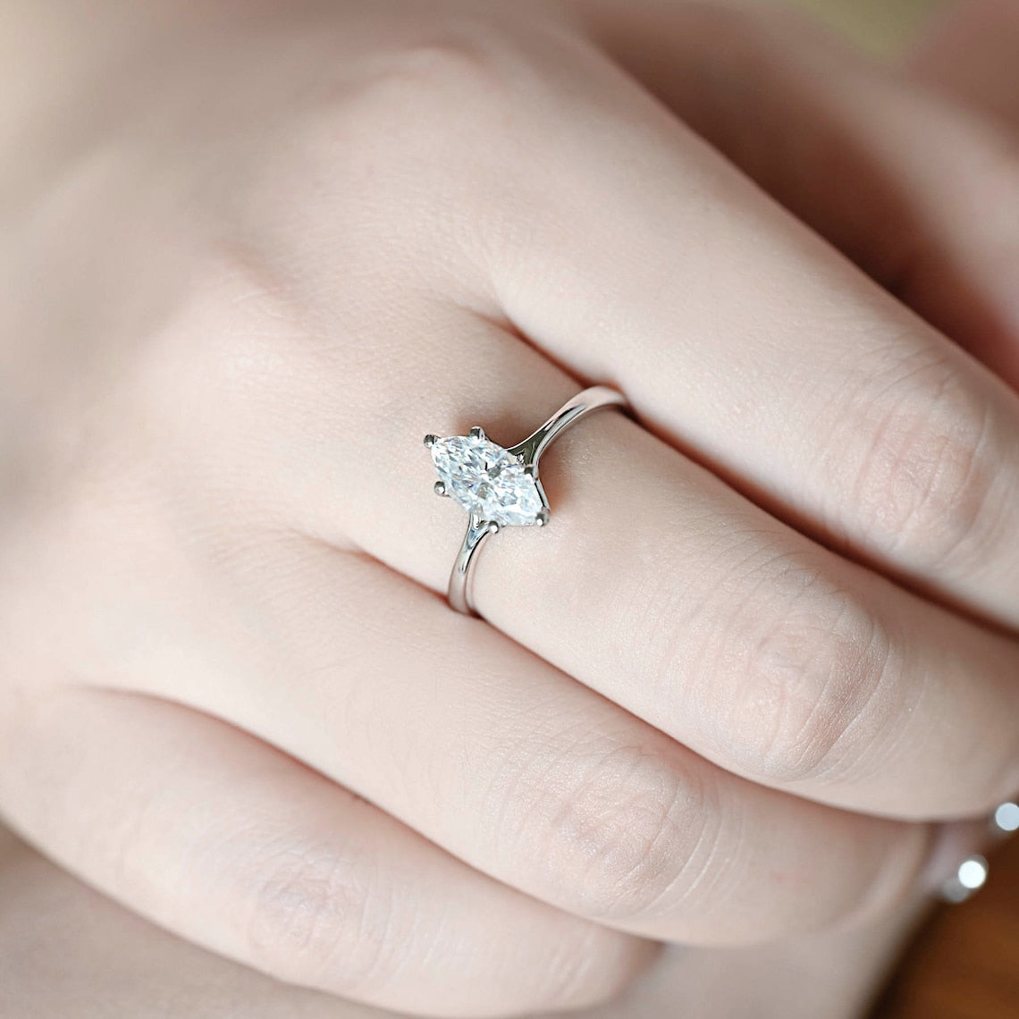 Solitaire Marquise Lab Grown Diamond Engagement Ring