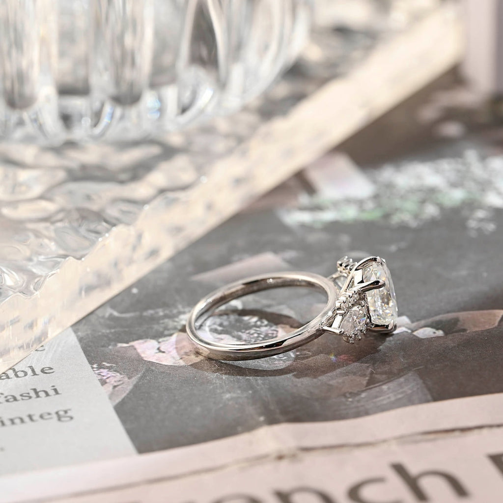 Elegant Oval Lab Grown Diamond Cluster Engagement Ring – 1.0 - 3.50 CT