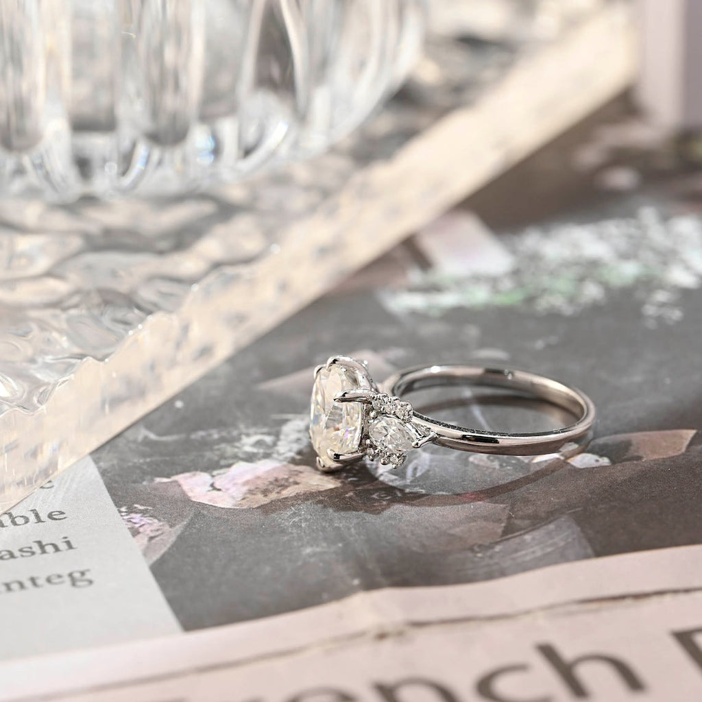 Elegant Oval Lab Grown Diamond Cluster Engagement Ring – 1.0 - 3.50 CT