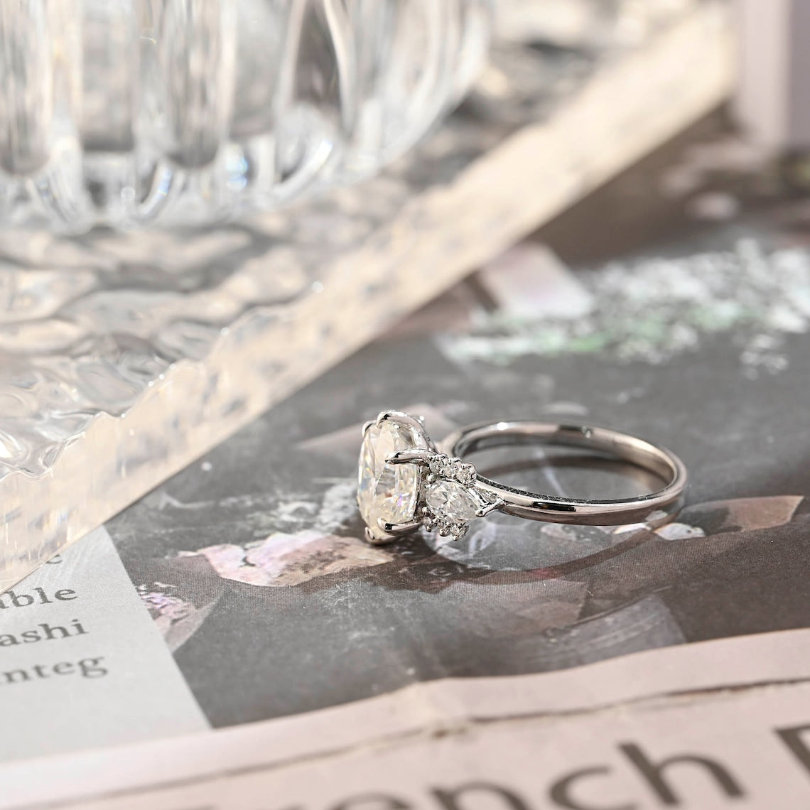 Elegant Oval Lab Grown Diamond Cluster Engagement Ring – 1.0 - 3.50 CT