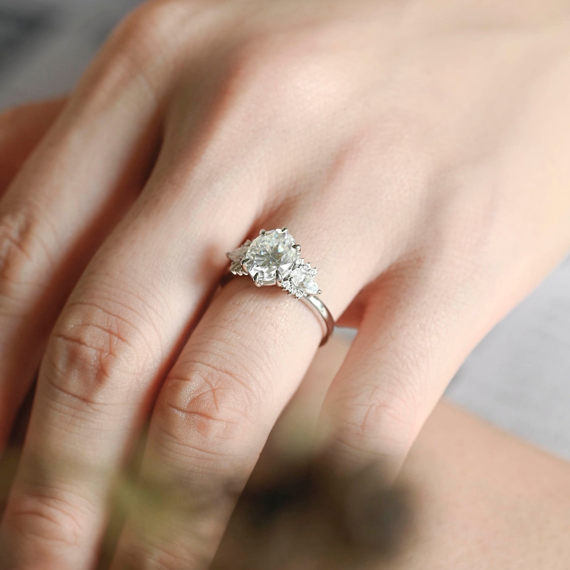 Elegant Oval Lab Grown Diamond Cluster Engagement Ring – 1.0 - 3.50 CT