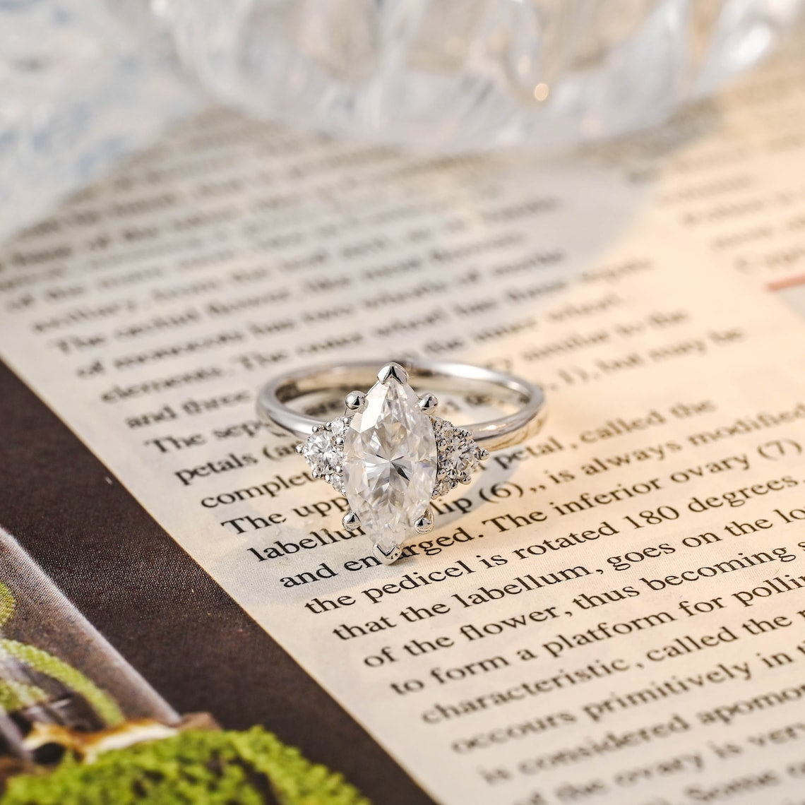 1.0 - 3.50 CT Marquise Lab Grown Diamond Cluster Setting Engagement Ring