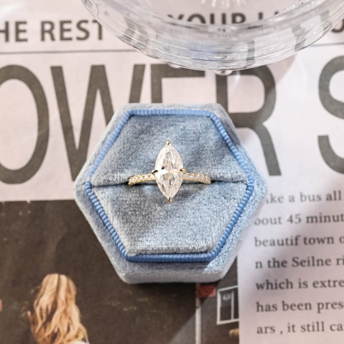 1.0 - 3.50 CT Marquise Cut Lab Grown Diamond Pavé Engagement Ring