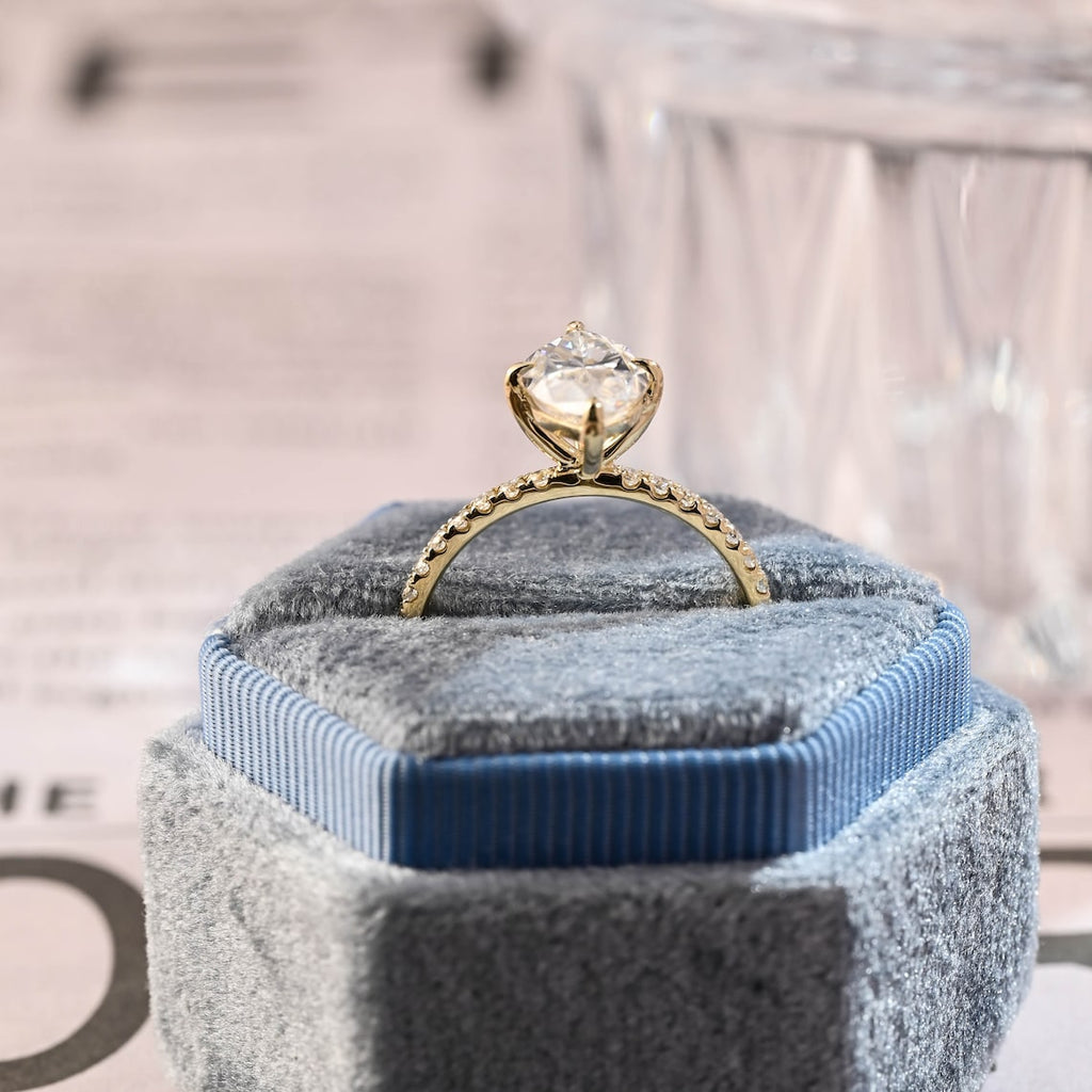 1.0 - 3.50 CT Marquise Cut Lab Grown Diamond Pavé Engagement Ring