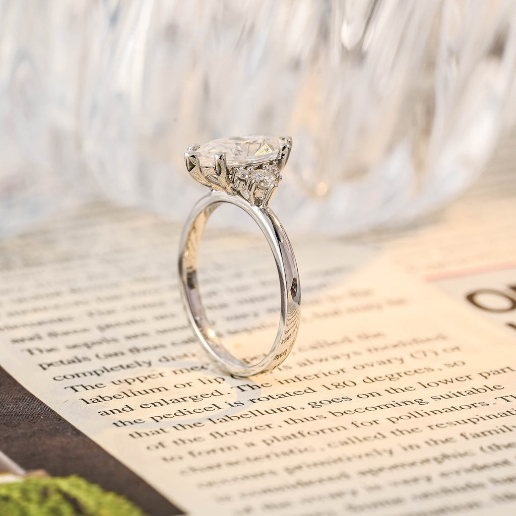 1.0 - 3.50 CT Marquise Lab Grown Diamond Cluster Setting Engagement Ring