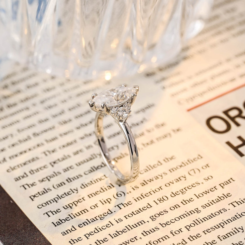 1.0 - 3.50 CT Marquise Lab Grown Diamond Cluster Setting Engagement Ring