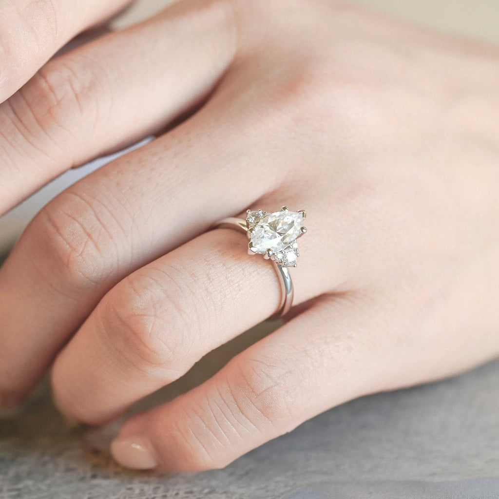Marquise Lab Grown Diamond Cluster Setting Engagement Ring