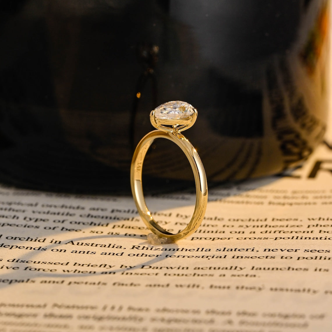 Pear Cut Lab Grown Diamond Solitaire Engagement Ring – 10K/14K/18K Gold & Platinum – 1.0–3.5 CT