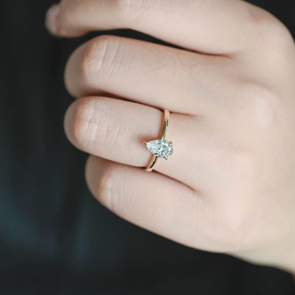 Pear Cut Lab Grown Diamond Solitaire Engagement Ring