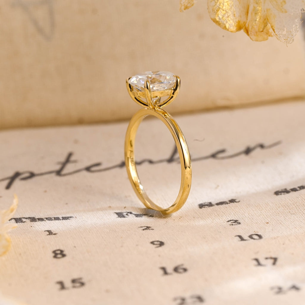 1.0 - 3.50 CT Oval Lab Grown Diamond Solitaire Setting Engagement Ring