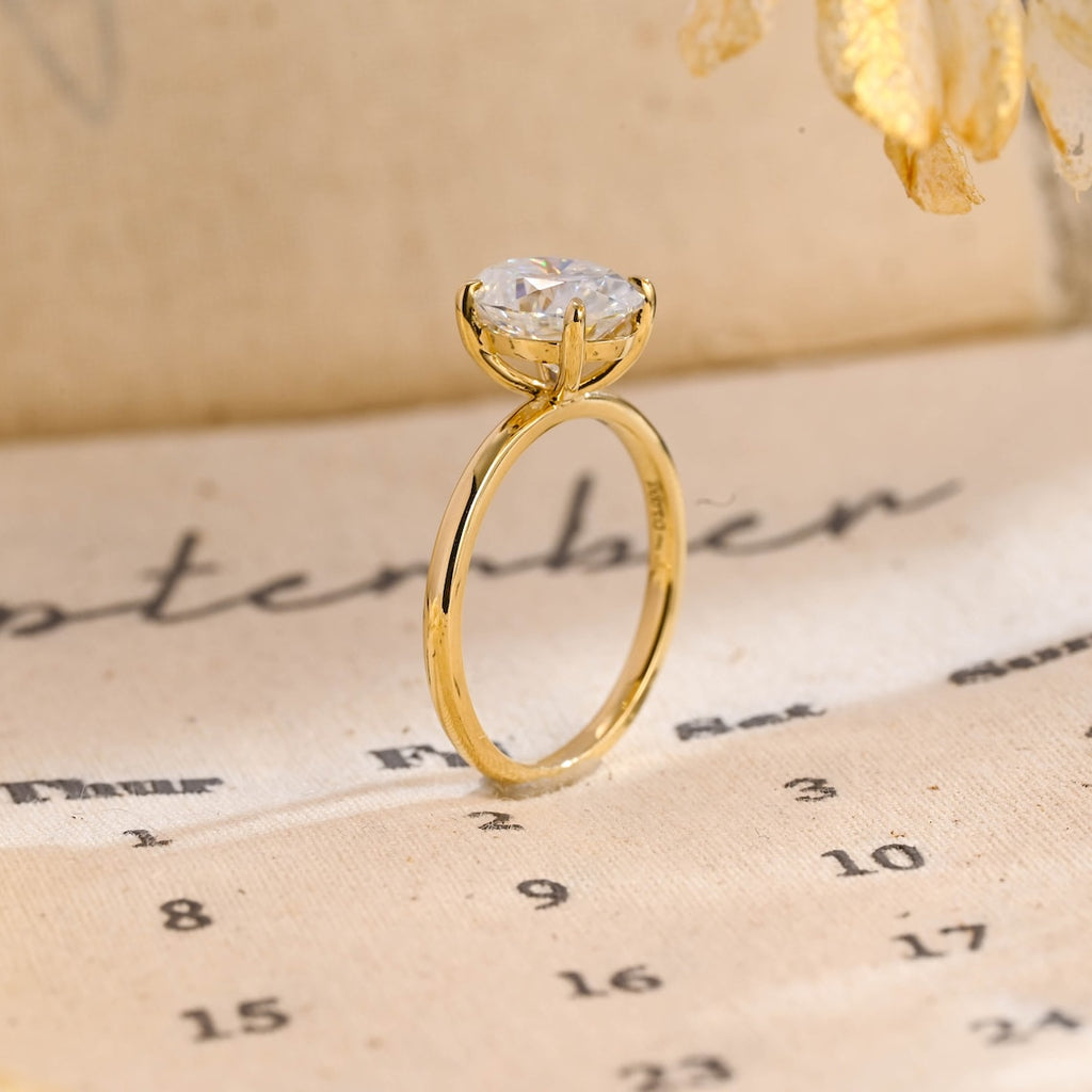 1.0 - 3.50 CT Oval Lab Grown Diamond Solitaire Setting Engagement Ring
