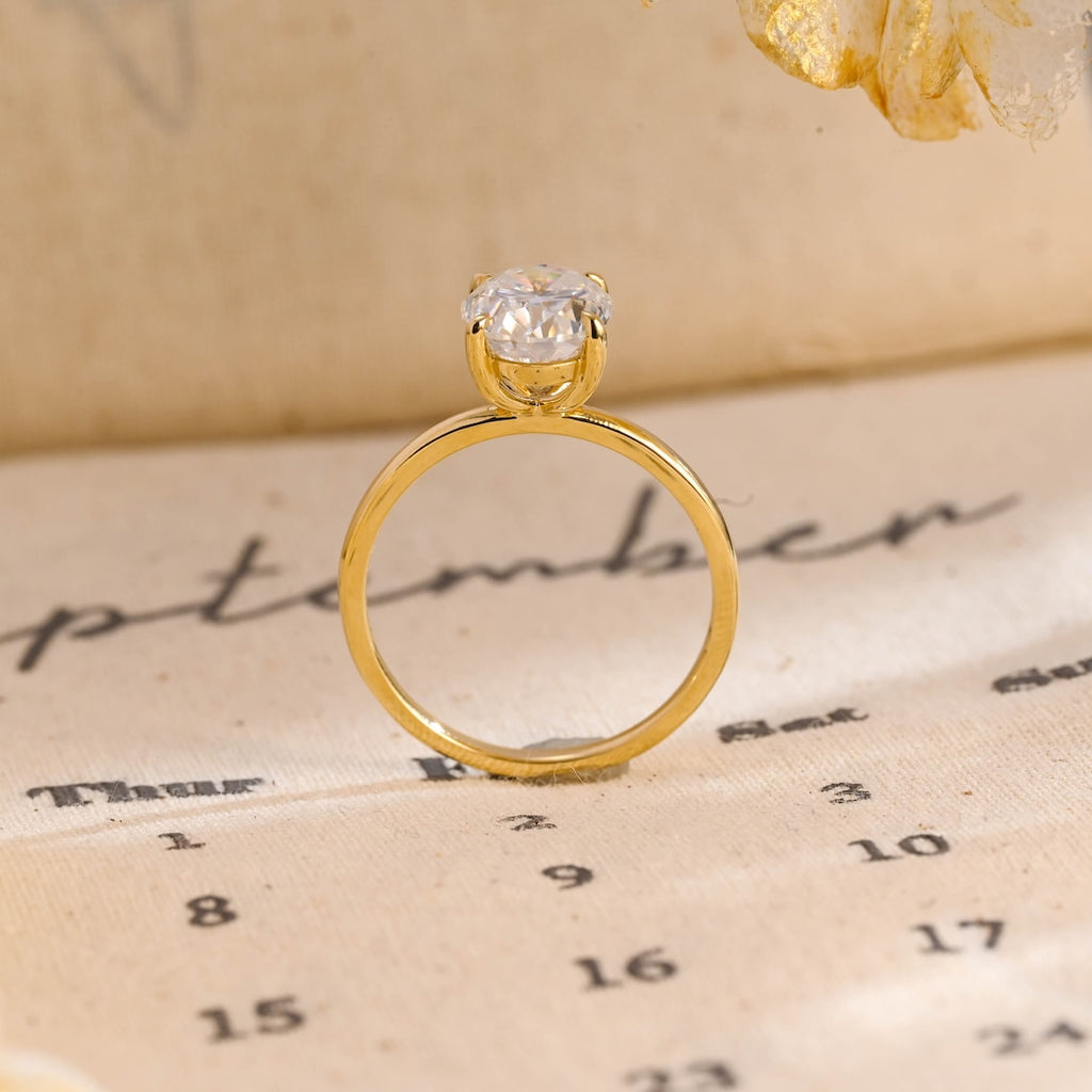 1.0 - 3.50 CT Oval Lab Grown Diamond Solitaire Setting Engagement Ring