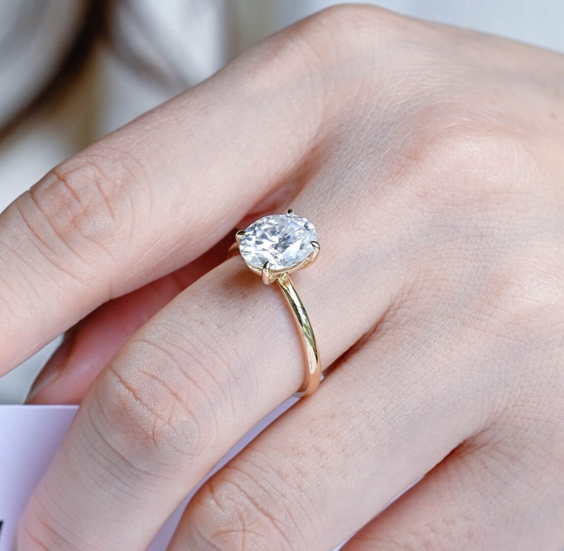 Oval Lab Grown Diamond Solitaire Setting Engagement Ring