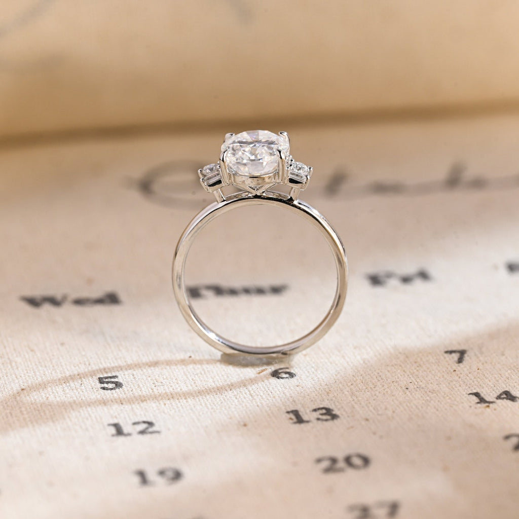 1.0 - 3.50 CT Cluster Oval Lab Grown Diamond Engagement Ring