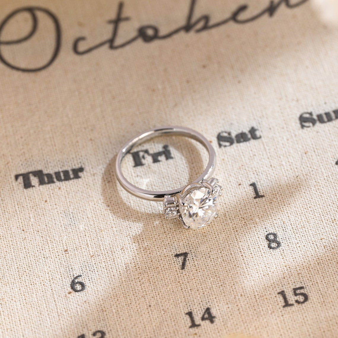 1.0 - 3.50 CT Cluster Oval Lab Grown Diamond Engagement Ring