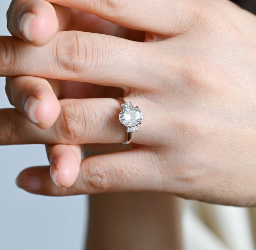 Cluster Oval Lab Grown Diamond Engagement Ring